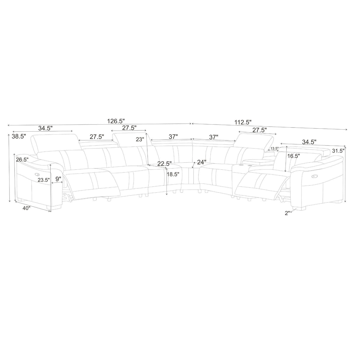 Modular Sectional & Recliner Seat And Adjustable Headrest