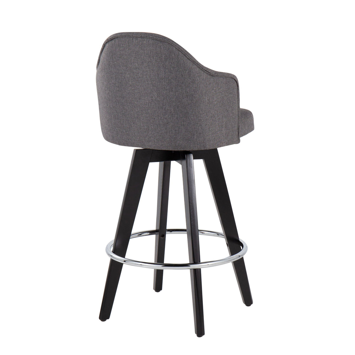 Ahoy - Contemporary Fixed Height Counter Stool Round Chrome Footrest (Set of 2) - Gray - Fabric