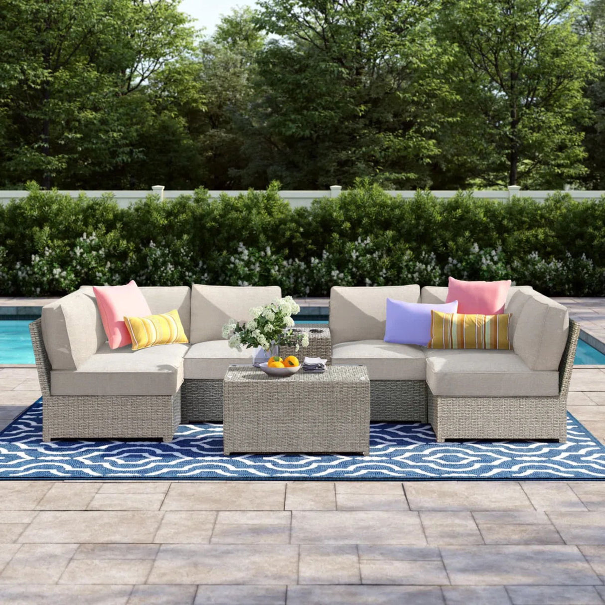 4 Person Outdoor Sofa Set With Cushions, Rustproof, 8 Piece - Gray Mix