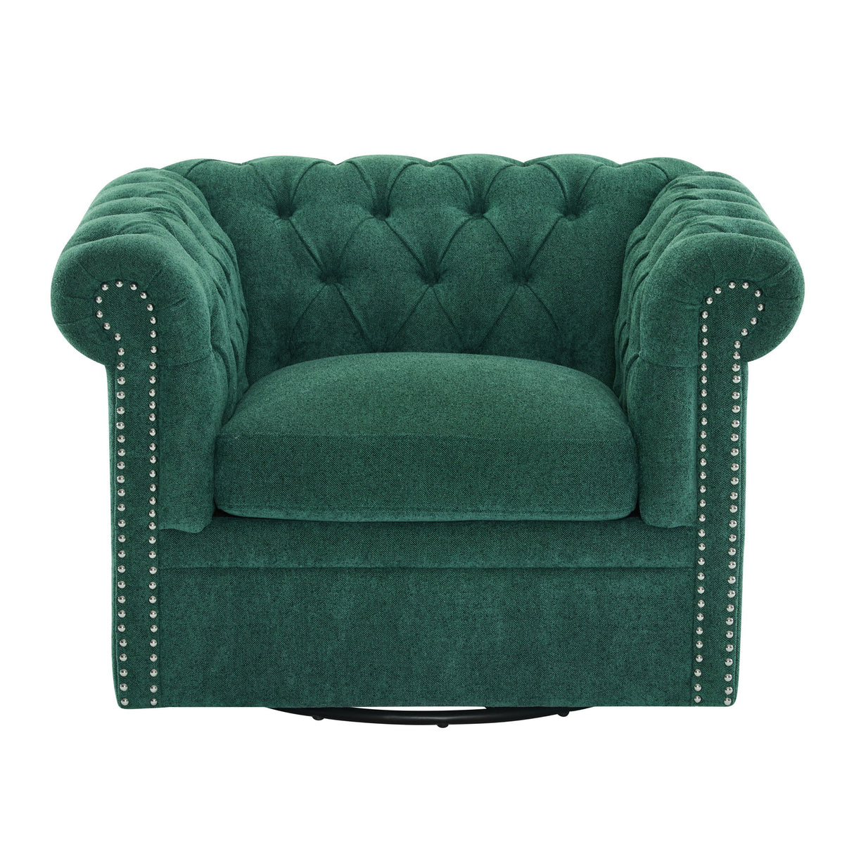 Chesterfield Swivel Club Chair With 360 Degree Rotation - Dark Green