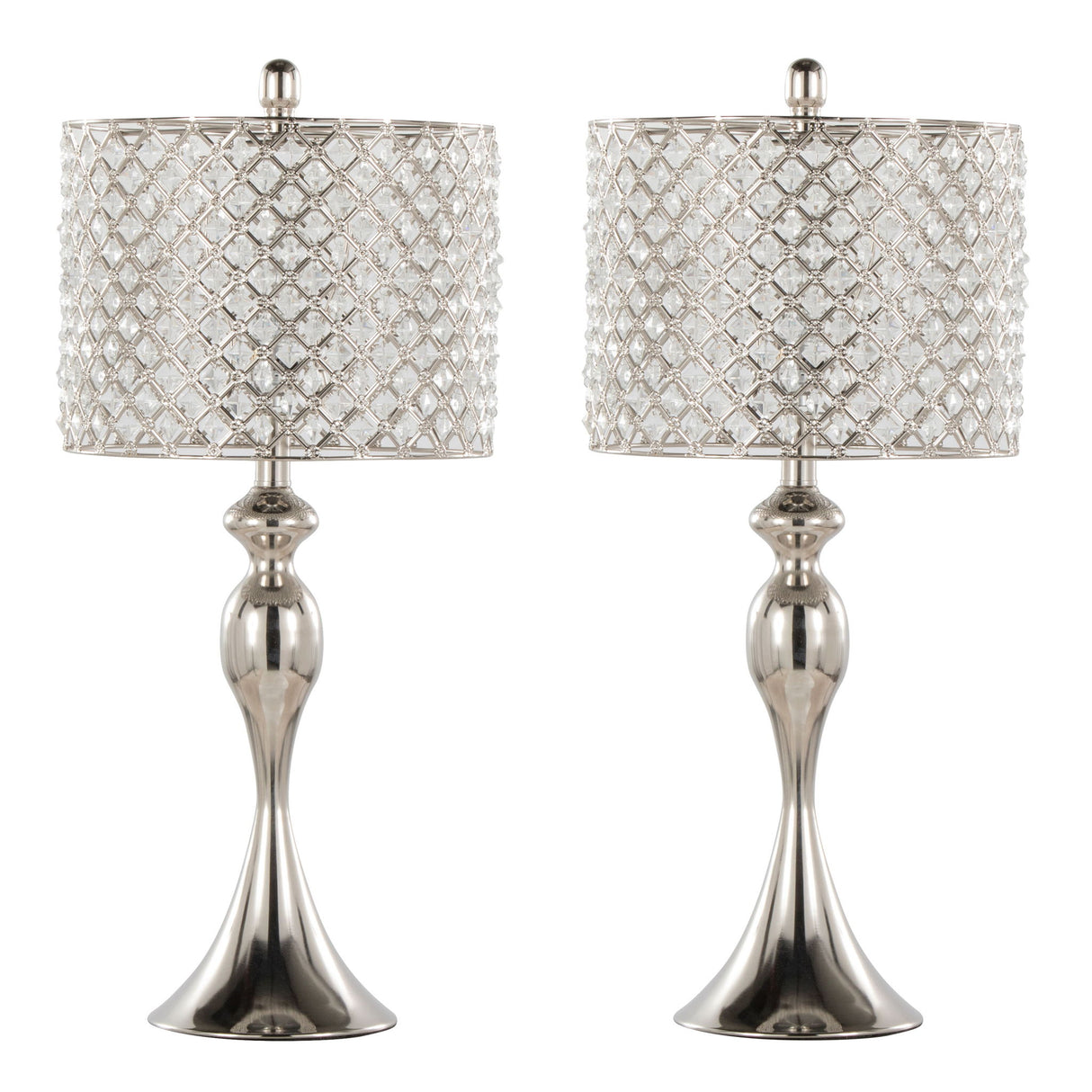 Ashland - Contemporary Table Lamp Square Clear Crystal (Set of 2) - Nickel