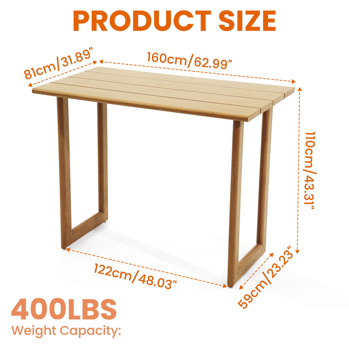 Outdoor Patio Bar Table - Natural