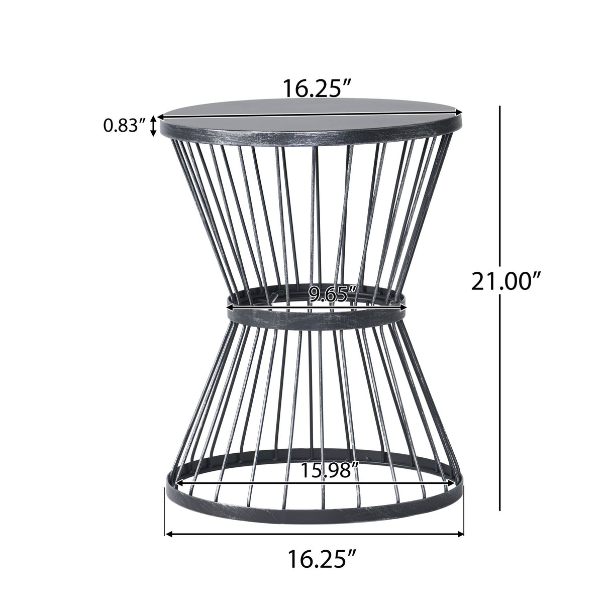 Lassen - Modern Outdoor Side Table With Hourglass Design - Matte Black