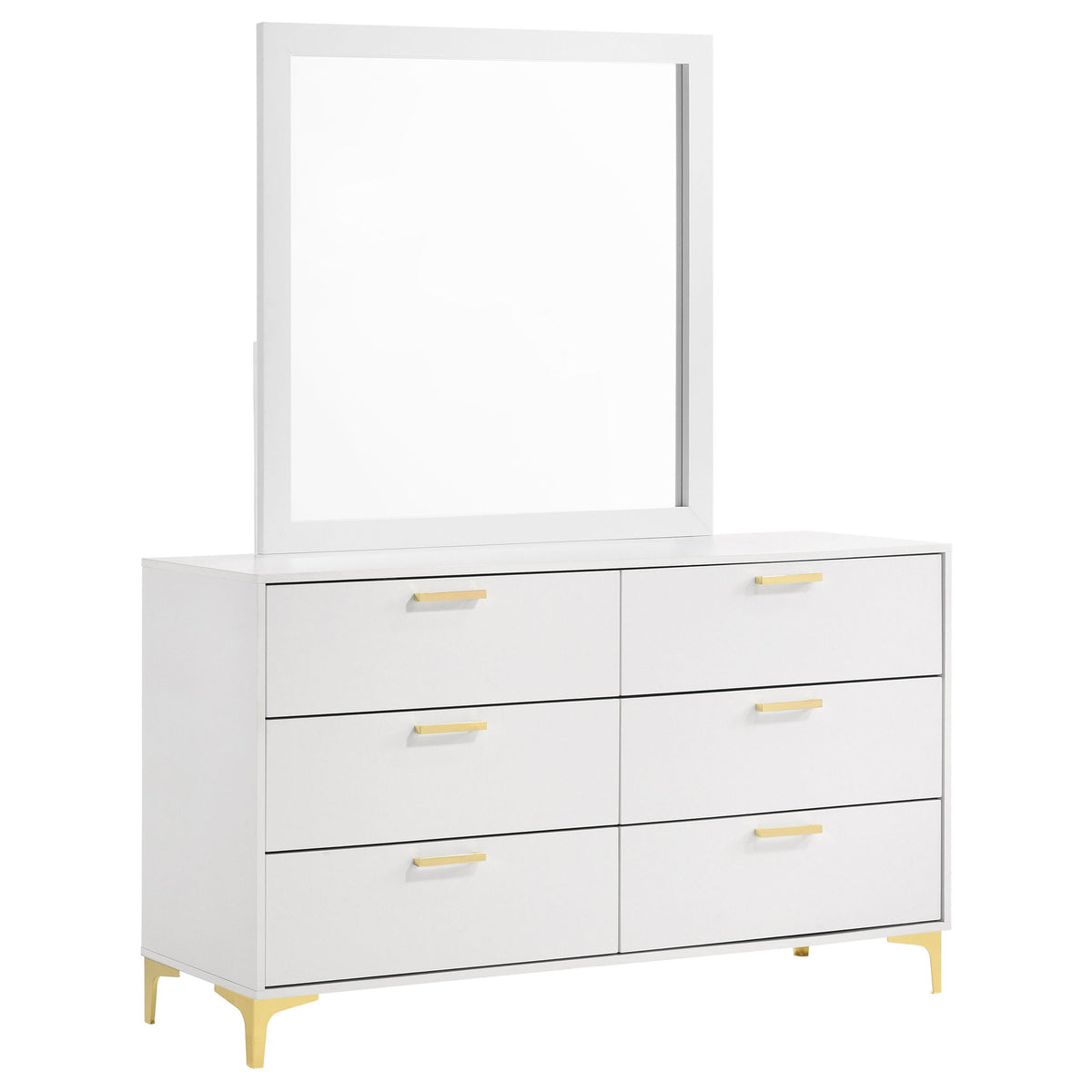 James - 6 Drawer Dresser With Mirror - White
