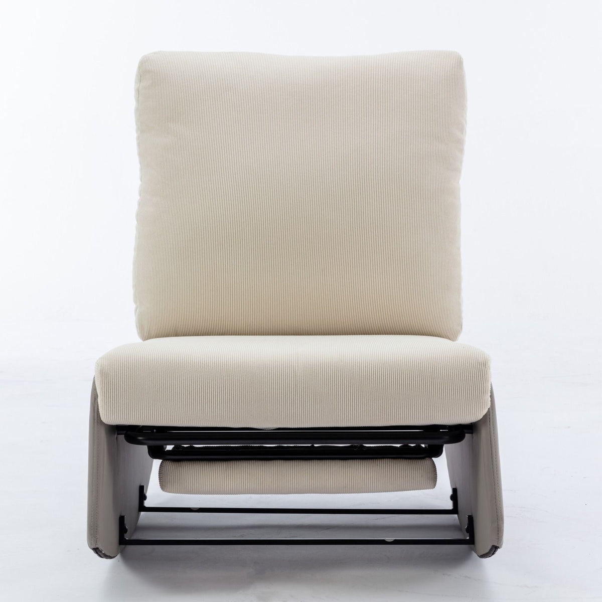 Modern Rocking Chair Recliner, Comfy Rocker Nursery Chair With Footrest, Accent Reading Chair, Upholstered Lounge Chair For Relaxing, Resting, Soft Padded Rocker For Indoor Living Room Bedroom - Gray / Beige