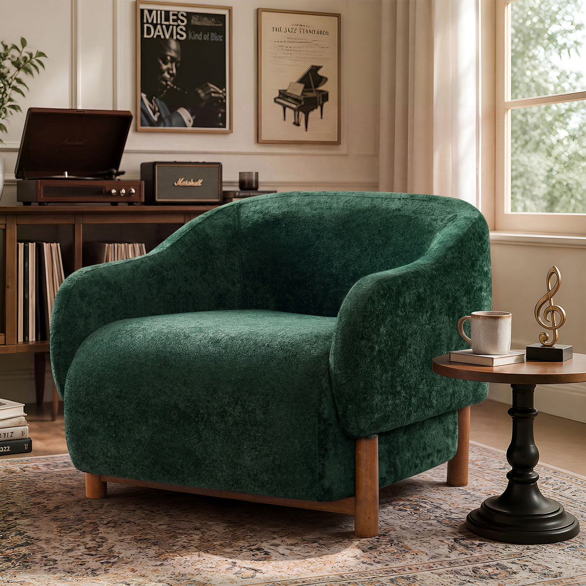 Modern Accent Chair With Recessed Arms And Tight Back