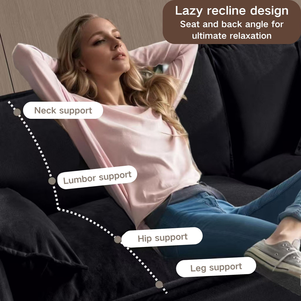 Modern Oversized Deep Seat Sectional Sofa With Pillows