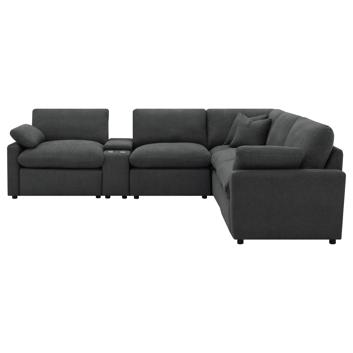 Hollander - 6 Piece Modular Power Reclining Sectional - Dark Gray