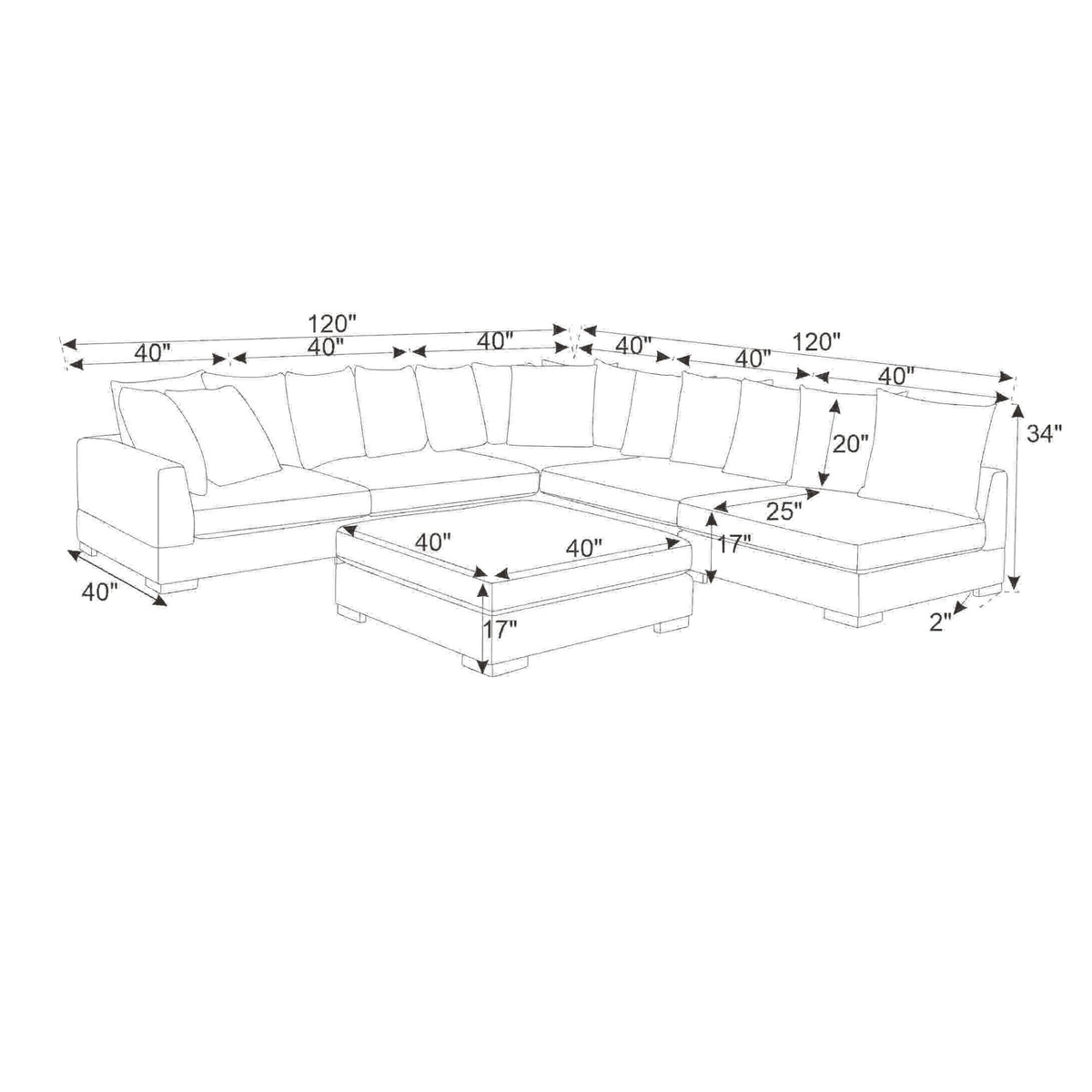 Large Seating Modular Sleeper Sectional - Dark Gray
