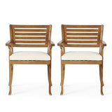 Outdoor Hermosa 5 Piece Wood Dining Set With Cushions - Teak / Beige