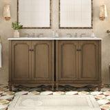 Vintage Double Sink Bathroom Vanity Set With Ceramic Sinks