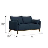 Loveseat With Flared Legs - Blue