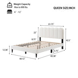 Queen Size Lambswool Petal Headboard Bed Frame With Ambient Light - White