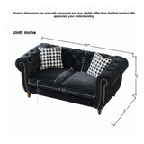 Chesterfield 3 And 2 Seater Upholstery Sofa With Roll Armrest & Nailhead Fabric Couch