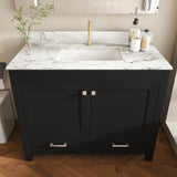 Bathroom Vanity Set, Fluted Cabinet, Soft Close Doors & Drawers, Single Faucet Hole, Sink Included - Black