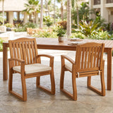 Della - Wood Armchair (Set of 2) Outdoor Dining Chairs - Cream