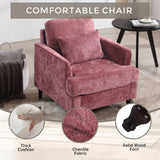 Modern Mid Century Wood Frame Armchair With Tufted Design