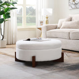 Round Storage Ottoman, Perfect For Sofa - Cream