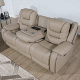 Power Reclining Sofa With USB Ports, Drop Down Table & Adjustable Headrest - Toffee