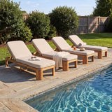 Outdoor Chaise Lounge With Cushion, 5 Position Adjustable Backrest