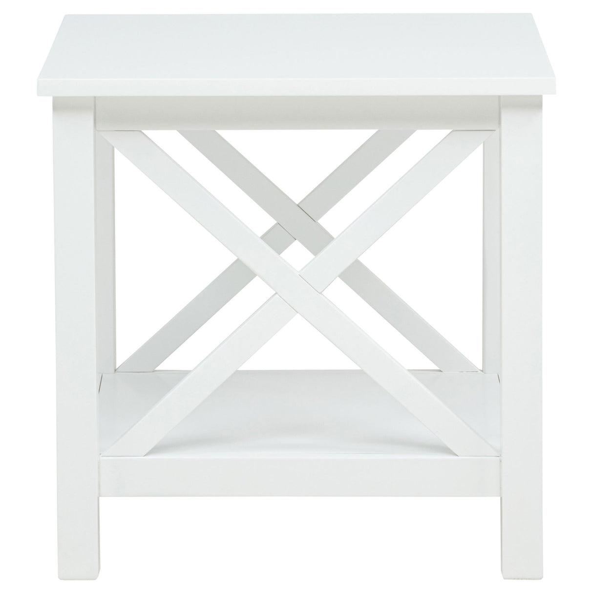Slater - End Table With X Frame Trim - White