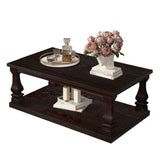 Rectangular Coffee Table With Open Storage Shelf For Living Room - Espresso