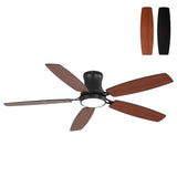 52" Flush Mount Ceiling Fan With Light, DC Motor, Remote Control, Dual Color
