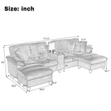 Modern U - Shaped Sectional Sofa With Storage Ottomans, USB Ports, And Cup Holders