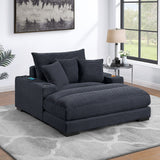 Upholstered Chaise Lounge With Cup Holders USB Port And Pillows