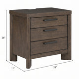 3 Drawer Nightstand With USB - Dark Oak