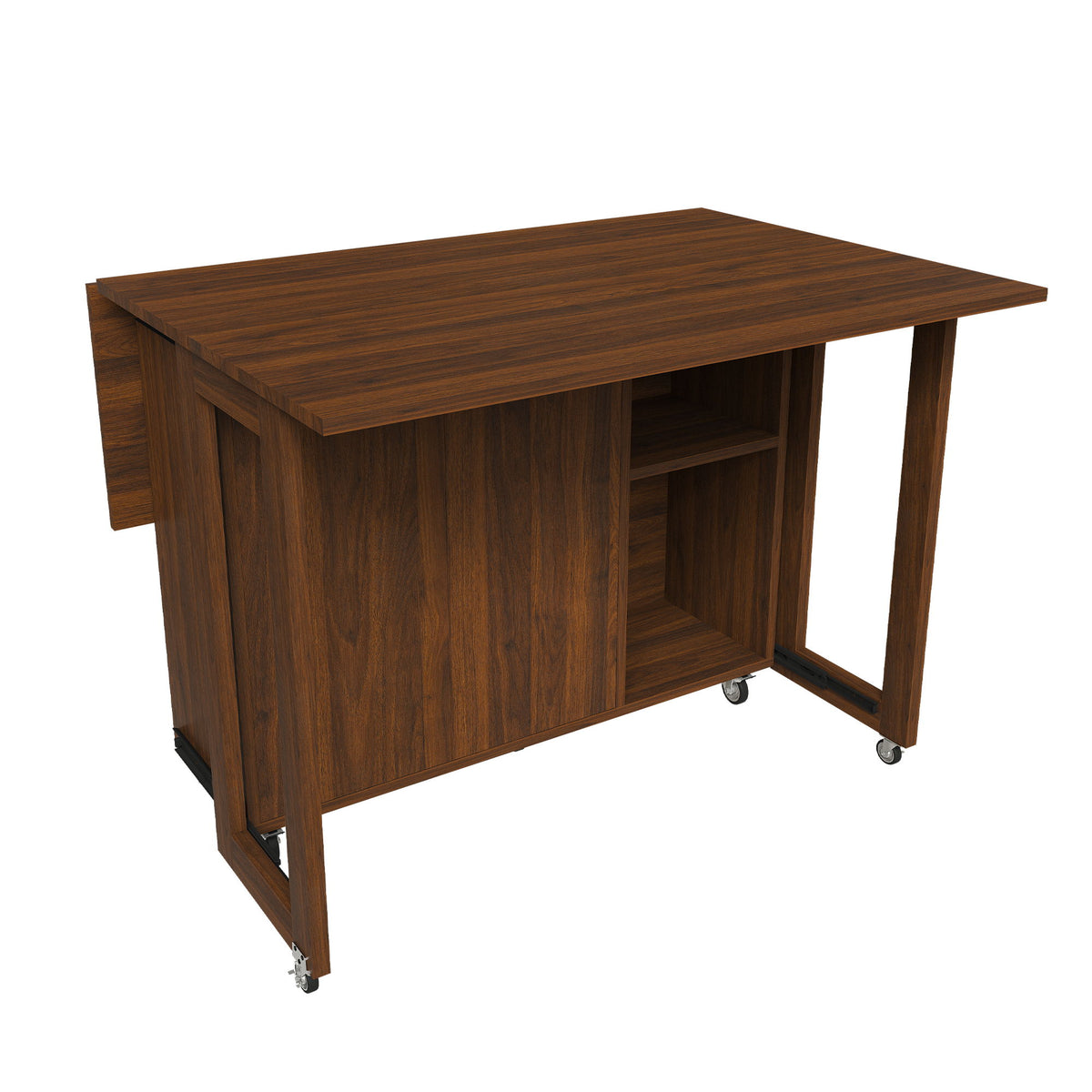3 In 1 Foldable Side Table With 4 Storage Shelves