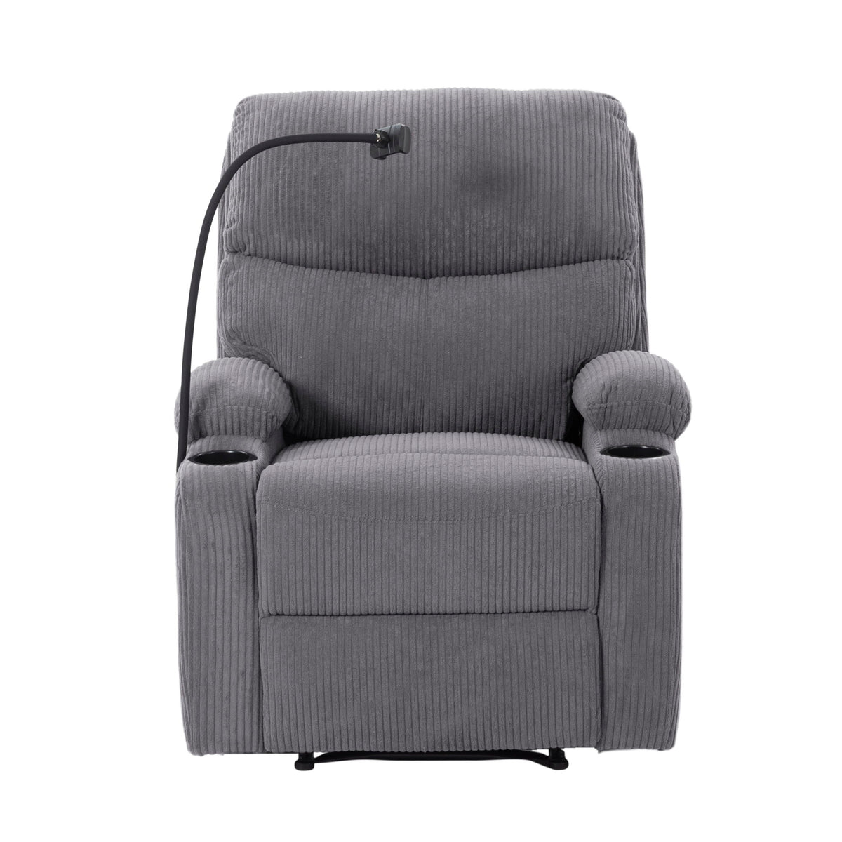 Adjustable Manual Recliner, Ergonomic Lounge Chair With Phone Holder And 2 Cup Holders