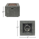Outdoor Patio Gas Burning Fire Pit Table 50, 000 Btu, Square