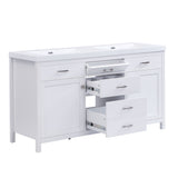 Double Sink Bathroom Vanity With Top, Soft Closing Doors & Drawers, Tip Out Drawer, 2 Cabinet Doors, Adjustable Shelf - White