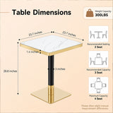 Square Dining Table & Pedestal For Kitchen - Black / Gold / White