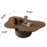 Cloud Coffee Table With 2 Drawers & Multi Layer Storage - Dark Walnut / Matt Black
