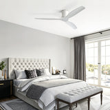 52" Ceiling Fan, No Light Flush Mount Low Profile 3 Blades With Remote Control