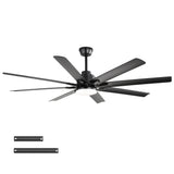 52" Smart Ceiling Fan With 8 Blades, Voice Remote Control, 6 Wind Speeds, LED Light - Black