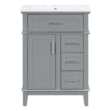 Modern Bathroom Vanity With Sink, Flip Drawer & 3 Drawers, Soft Close Hinges, Adjustable Shelf