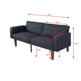 Convertible Futon Sofa Bed With Adjustable Split Back, Twin Size Sleeper Couch - Black