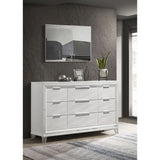 9 Drawer Dresser Cabinet With Picture Framed Fronts - White