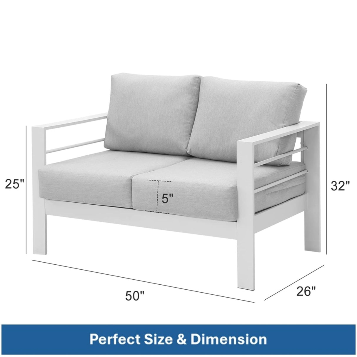 Patio All-Weather Loveseat With Thick Cushions