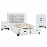 Bedroom Set, Bed With Drawers And Upholstered Headboard LED Lighting