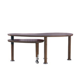 Rotatable Coffee Table With Solid Legs, 360 Degree Swivel, Waterproof - Walnut