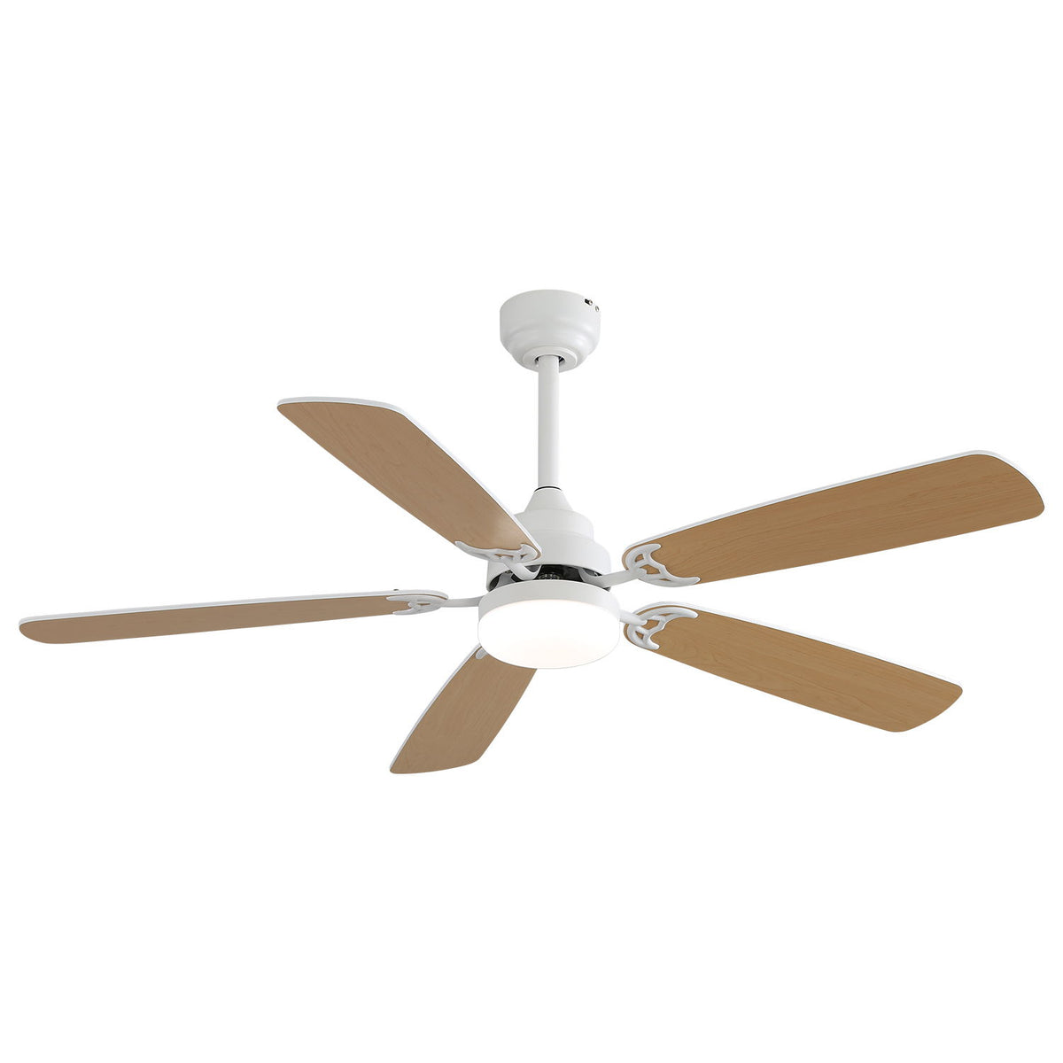 52" DC Motor Ceiling Fan With LED Light, 6 Speed Remote Control, Reversible Blades For Living Room - White
