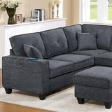 5 Piece Sectional Set With USB Port And Ottoman