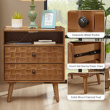 Nightstand With Charging Station, 2 Drawer Bedside Table With Shelf And USB / AC Ports