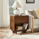 Nightstand With Hidden Charging Station USB Ports & Outlet Hole