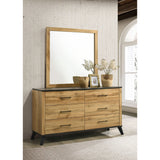 Georgina - 6 Drawer Dresser With Mirror - Natural Wood
