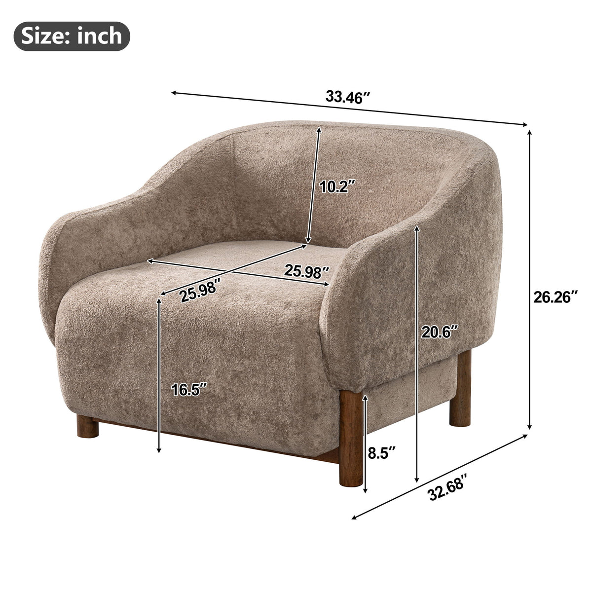 Modern Accent Chair With Recessed Arms And Tight Back